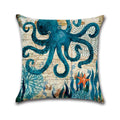 Coastal Octopus Throw Pillow Cover 18x18 Inch – Mediterranean Beach Style Cushion Case