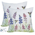 Waterproof Outdoor Throw Pillow Covers Set of 2 – Hummingbird Floral Print, 18x18 Inch